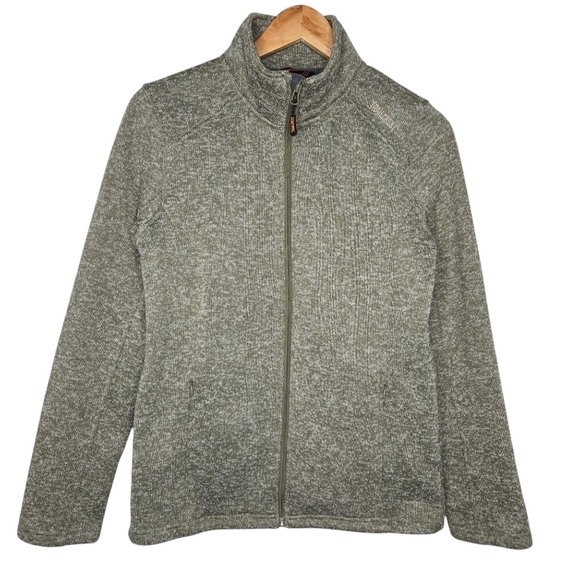 Trailcrest Womens Heather Green Sweater Fleece Knit Full Zip Jacket Size Medium - Picture 1 of 12